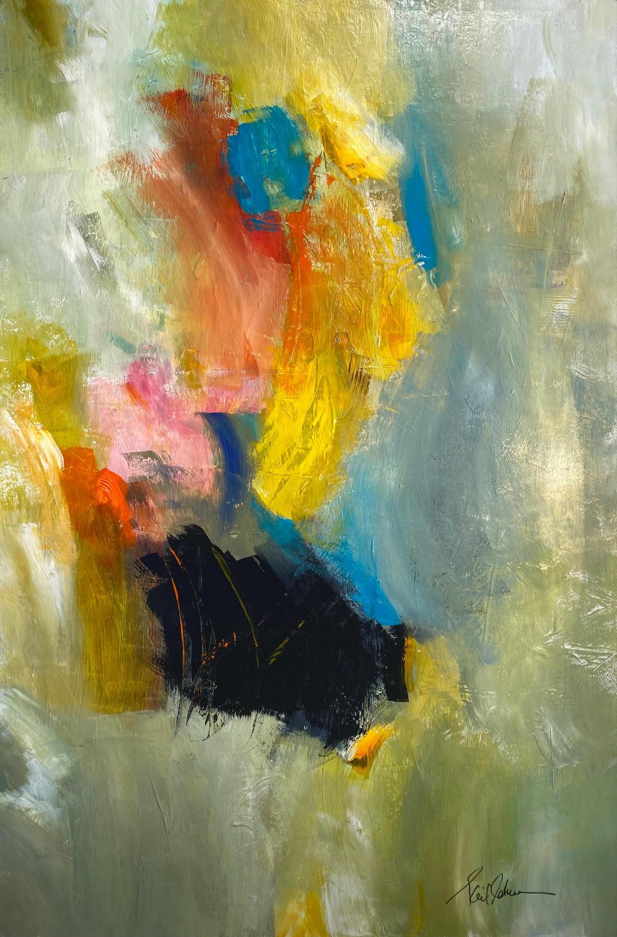 Gail Lehman Abstract Painting - ‘Untitled’Colorful Abstract Contemporary Painting Mixed Media By Gail