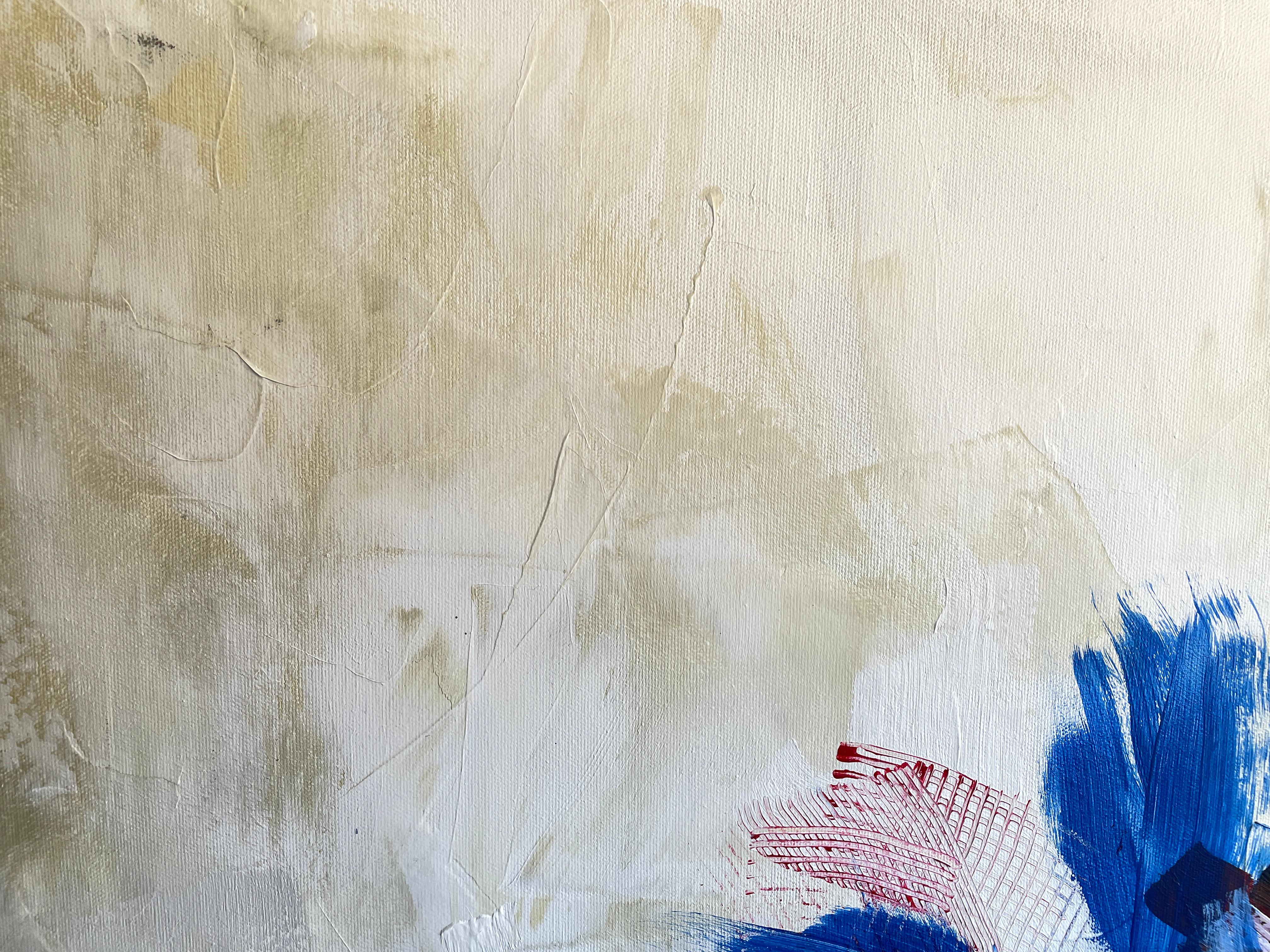 'Blue' di Gail Lehman - Pittura astratta contemporanea blu, rossa e bianca in vendita 1