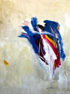 Blue" Abstrait contemporain coloré en Mixed Media de Gail Lehman