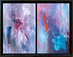 'Caribbean Blue Diptych' Gesso & Acrylic on canvas 51" x 38" Framed
