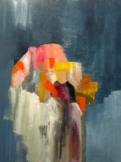 « Cha » de Gail Lehman - Peinture abstraite orange, rouge et jaune vibrante