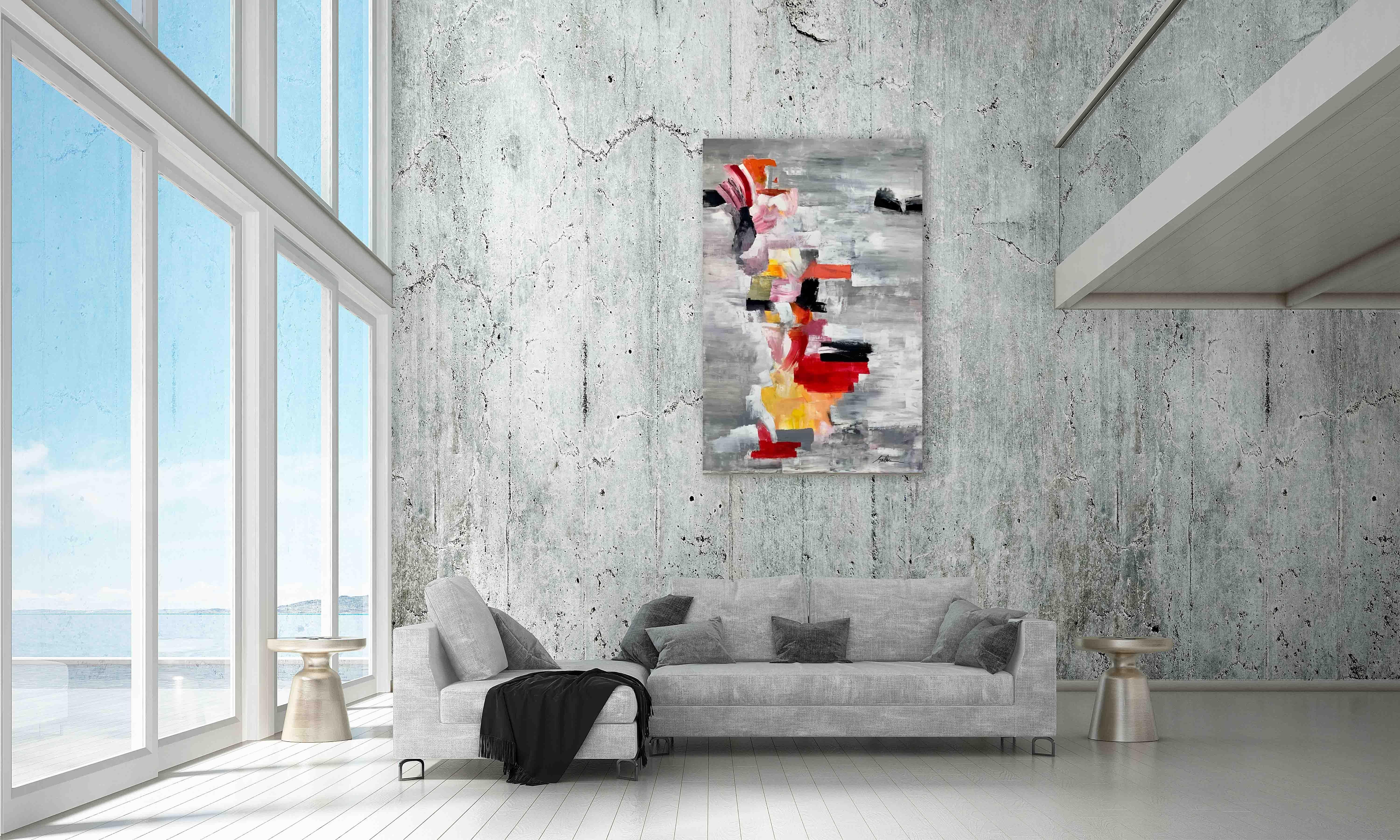 Untitled, Abstract Contemporary  Large Colorful Mixed Media 60