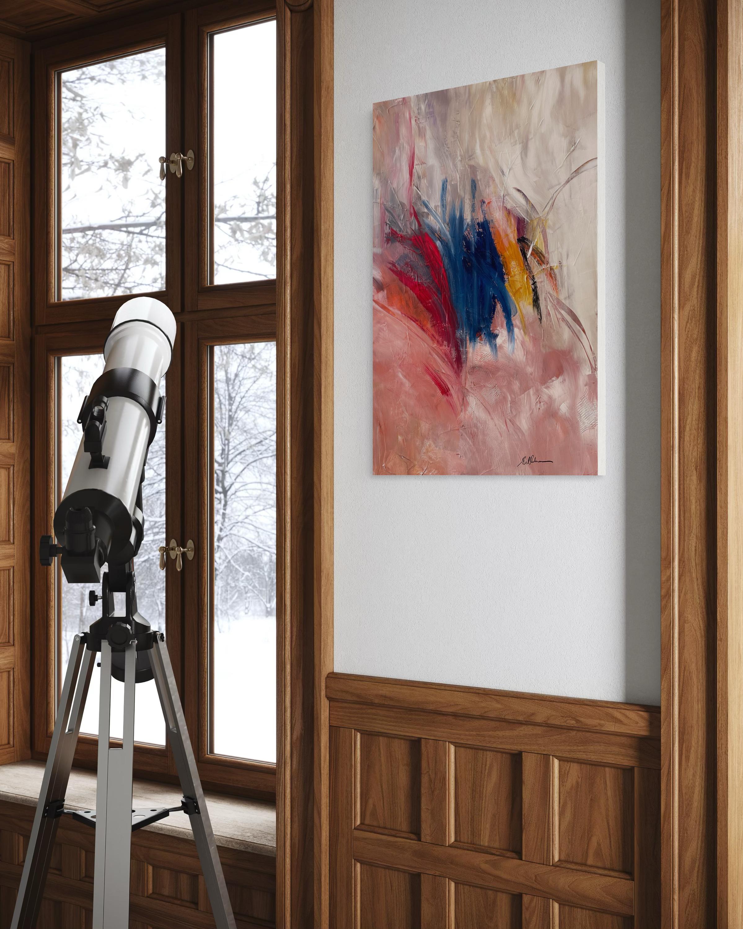 « Dreaming of Spring » de Gail Lehman - Peinture abstraite rouge, bleue et orange en vente 4
