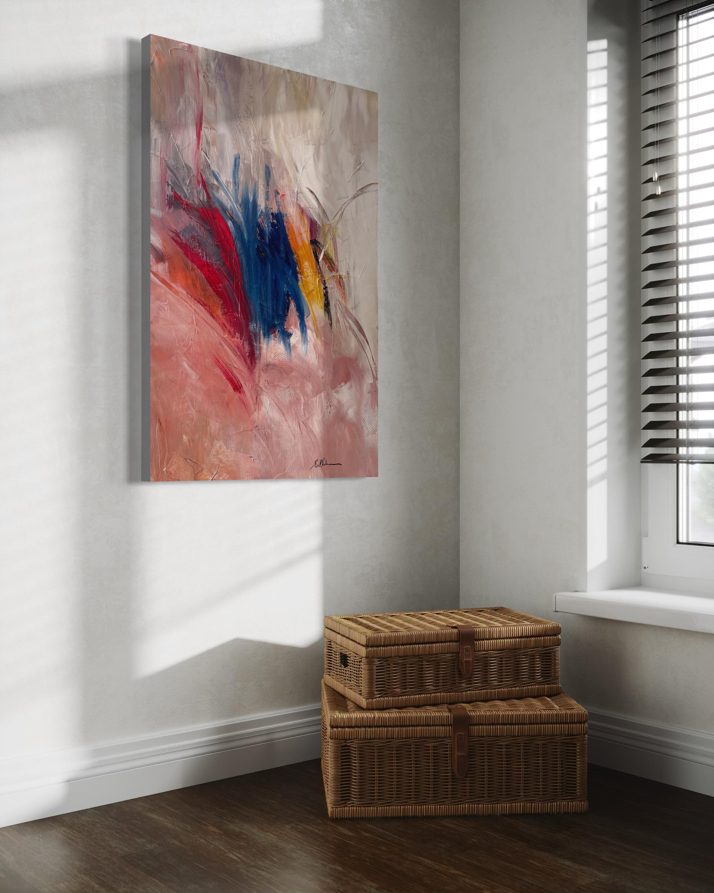 « Dreaming of Spring » de Gail Lehman - Peinture abstraite rouge, bleue et orange en vente 8