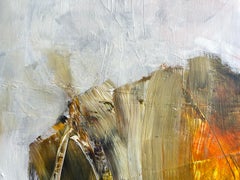 Mossy Green" de Gail Lehman - Peinture abstraite contemporaine orange et noire