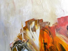 Orange' par Gail Lehman - Peinture abstraite contemporaine grise et orange