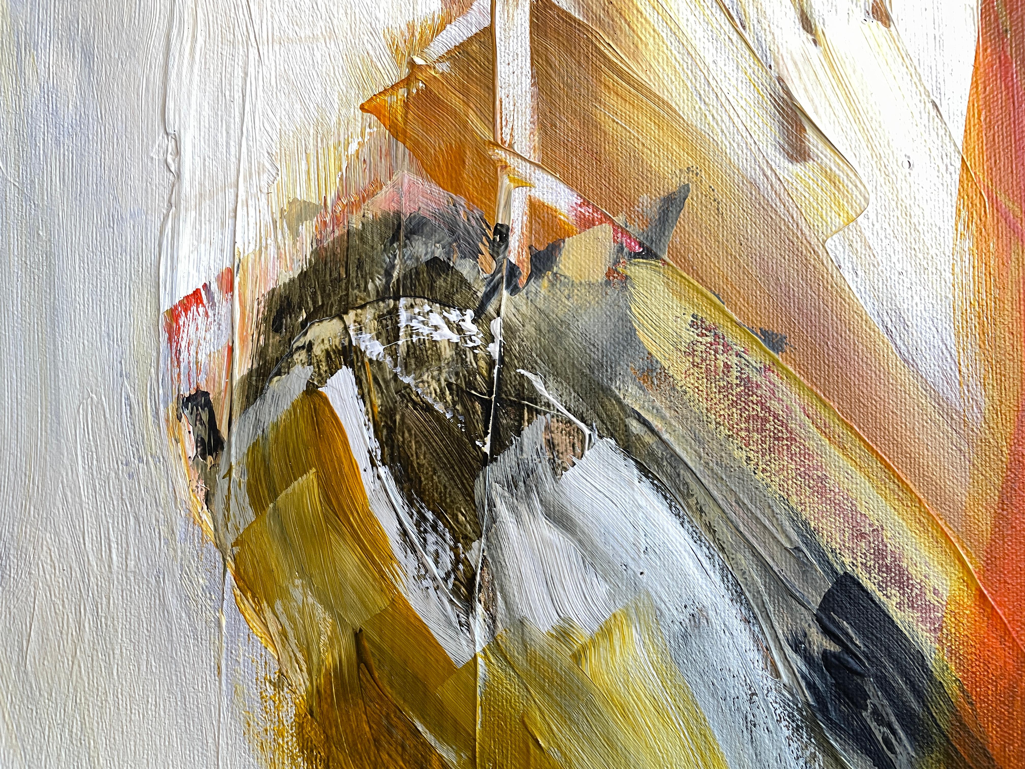 Orange' par Gail Lehman - Peinture abstraite contemporaine grise et orange en vente 5