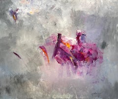 'Royal Purple' Gray, Purple, and Orange Large Vibrant Abstract by Gail Lehman 