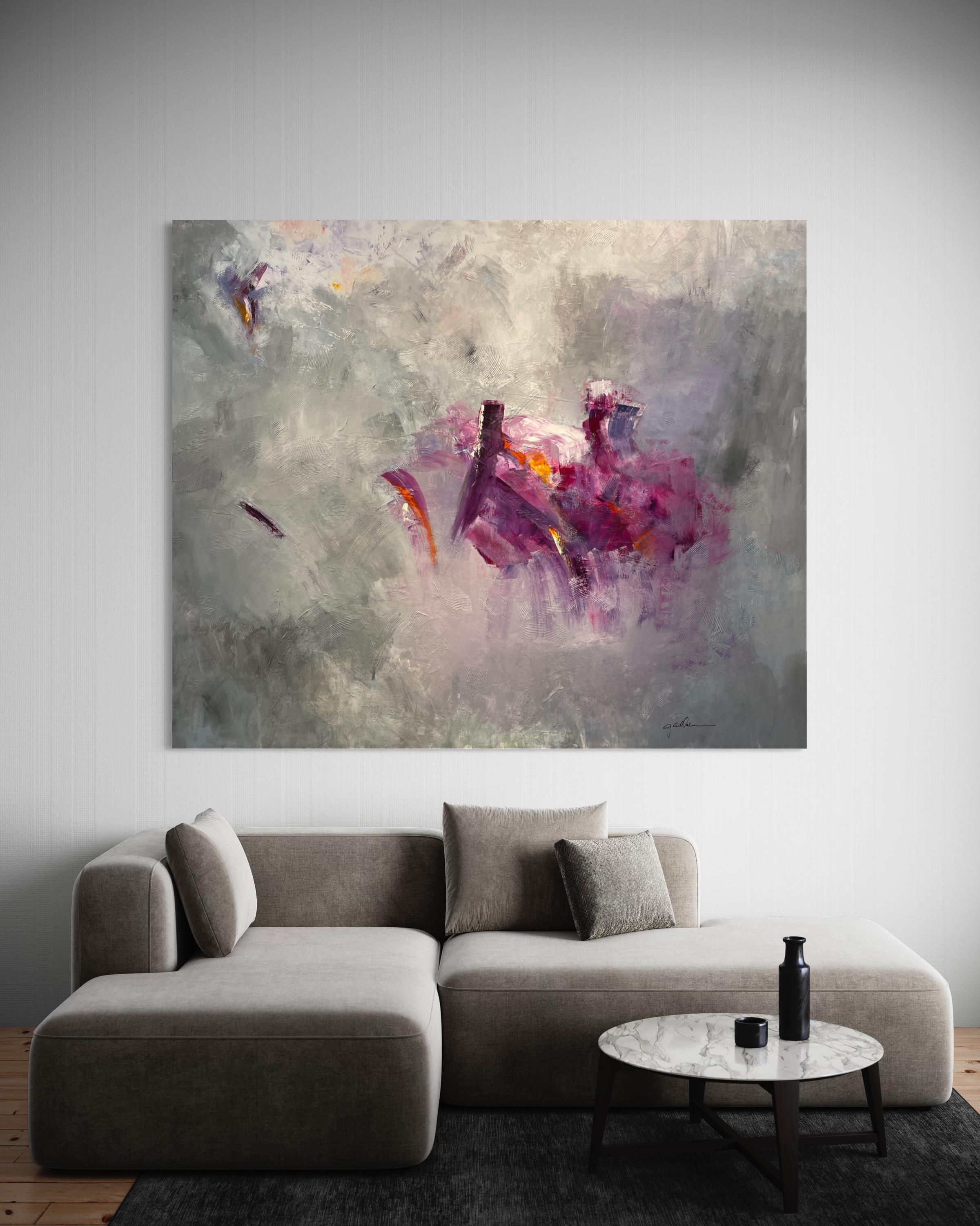 'Royal Purple' di Gail Lehman - Arte astratta contemporanea grigia e viola di grandi dimensioni in vendita 9