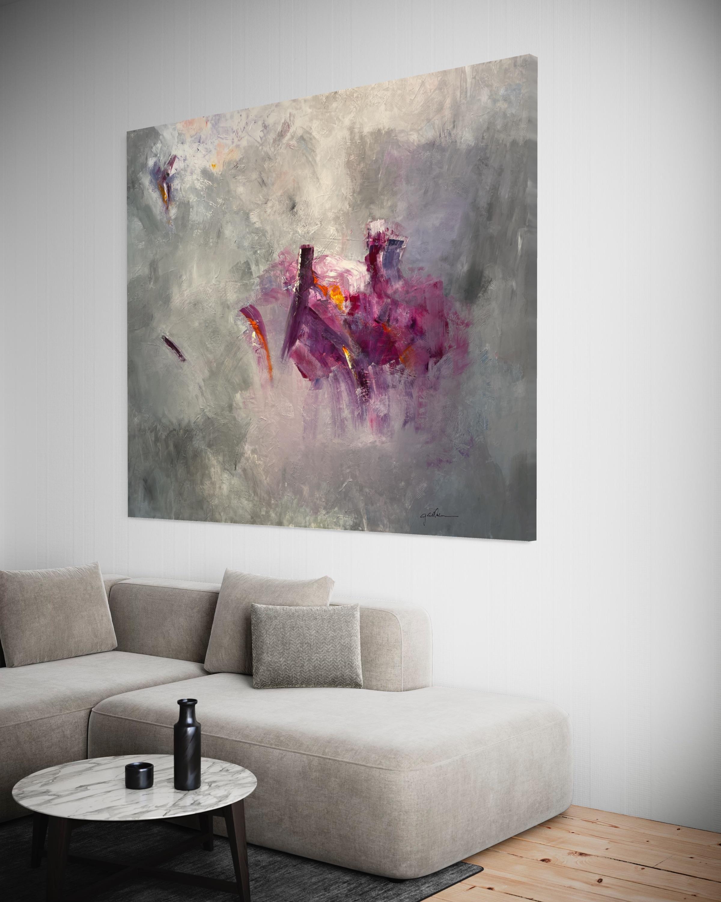 'Royal Purple' di Gail Lehman - Arte astratta contemporanea grigia e viola di grandi dimensioni in vendita 10
