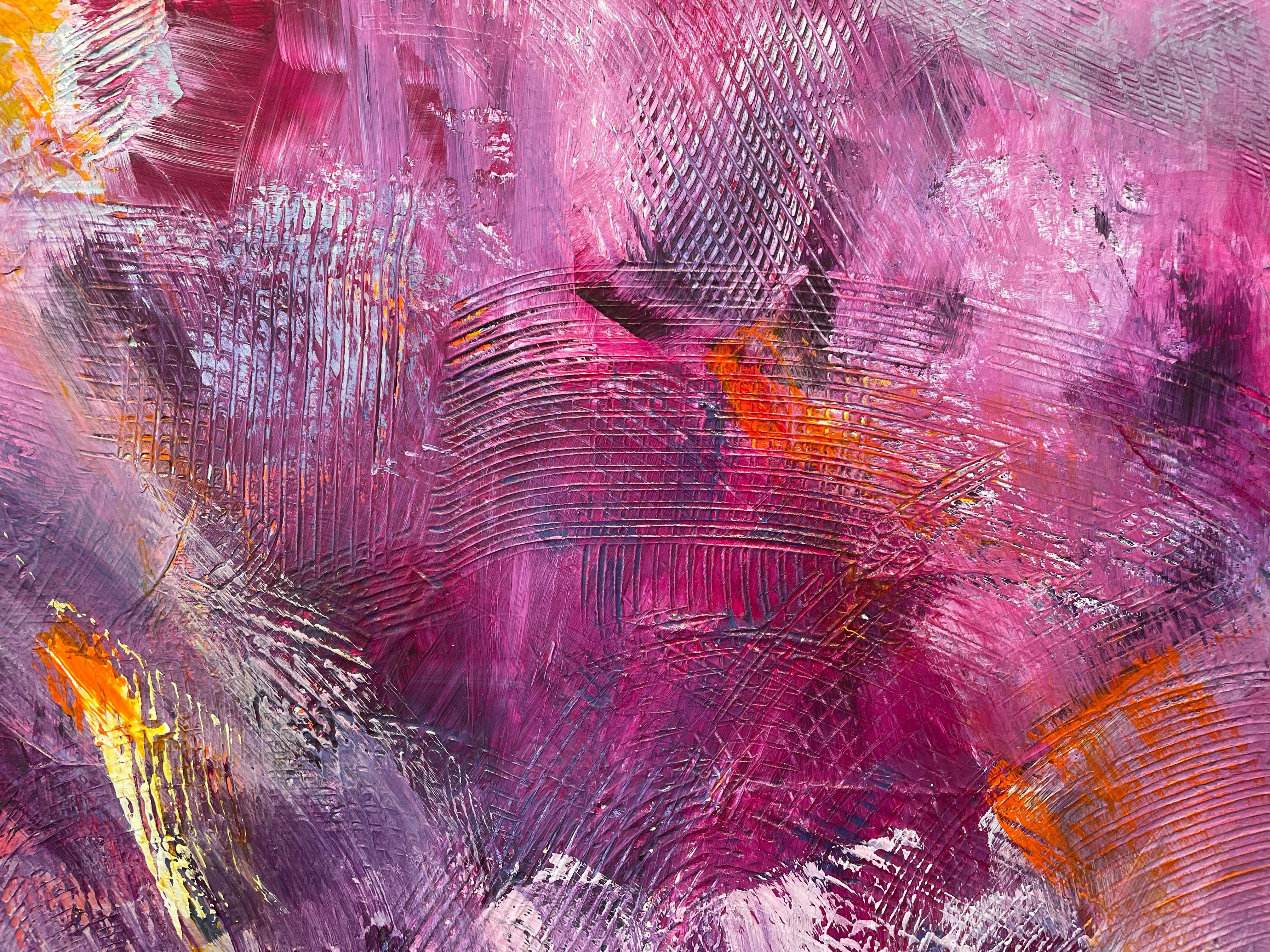 'Royal Purple' di Gail Lehman - Arte astratta contemporanea grigia e viola di grandi dimensioni in vendita 4