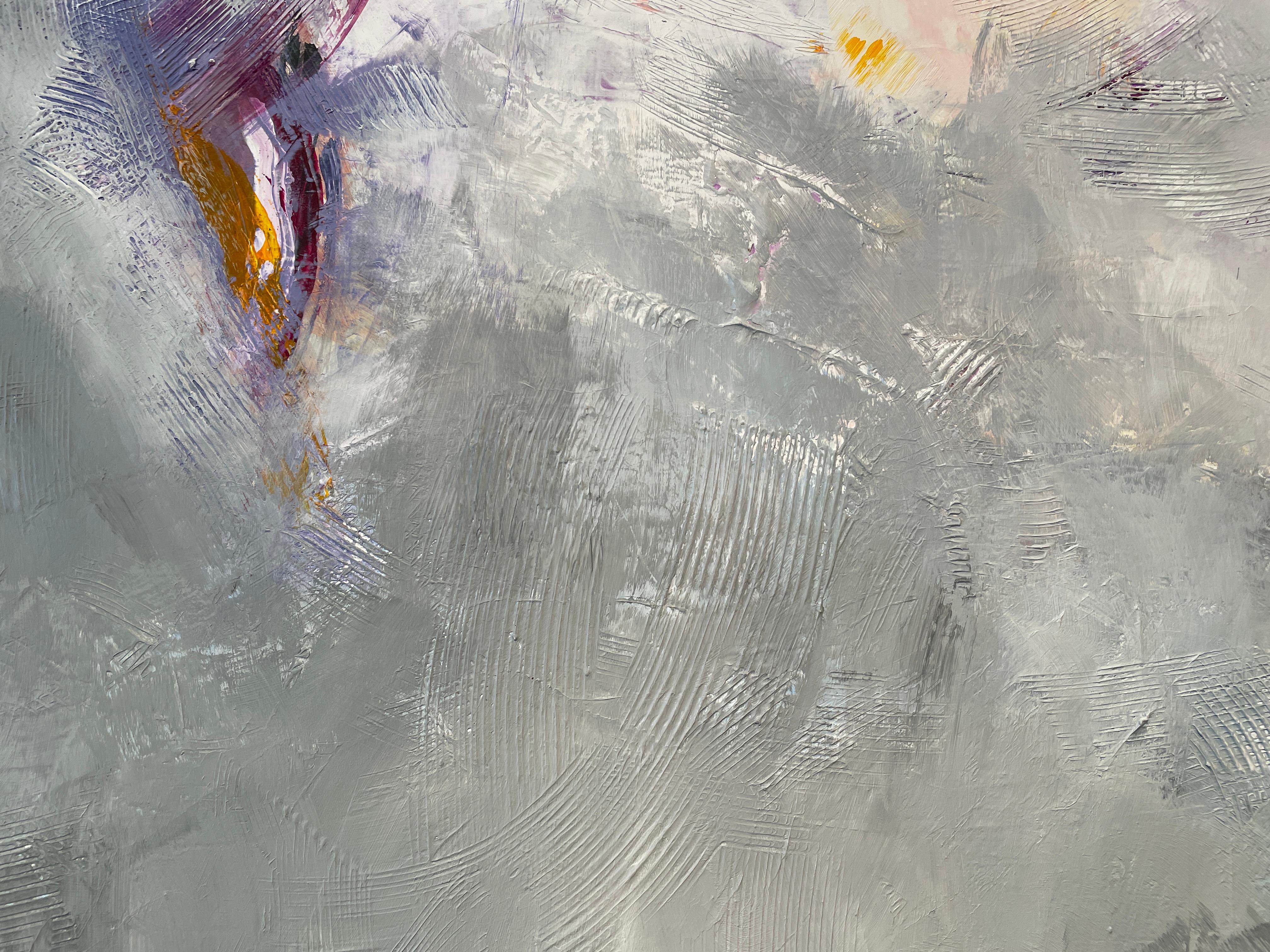 'Royal Purple' di Gail Lehman - Arte astratta contemporanea grigia e viola di grandi dimensioni in vendita 5