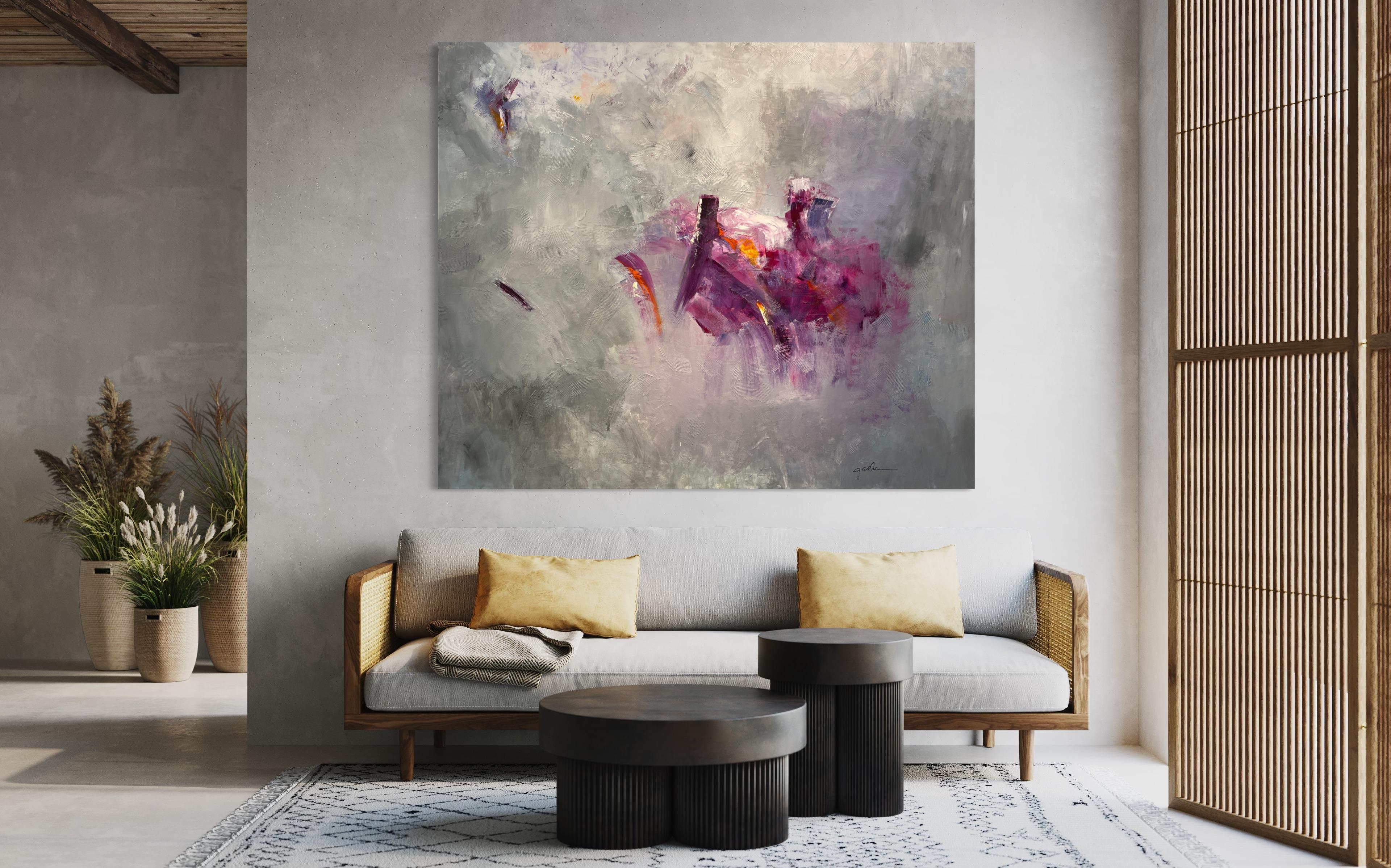 'Royal Purple' di Gail Lehman - Arte astratta contemporanea grigia e viola di grandi dimensioni in vendita 7