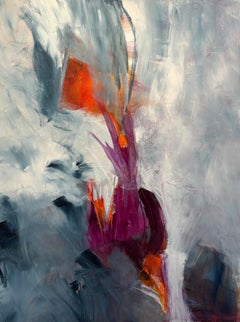 "Come Dance With Me" di Gail Lehman - Astratto contemporaneo in viola e arancione