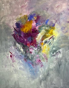"El Ramo de la Novia" de Gail Lehman - Arte abstracto contemporáneo gris y morado