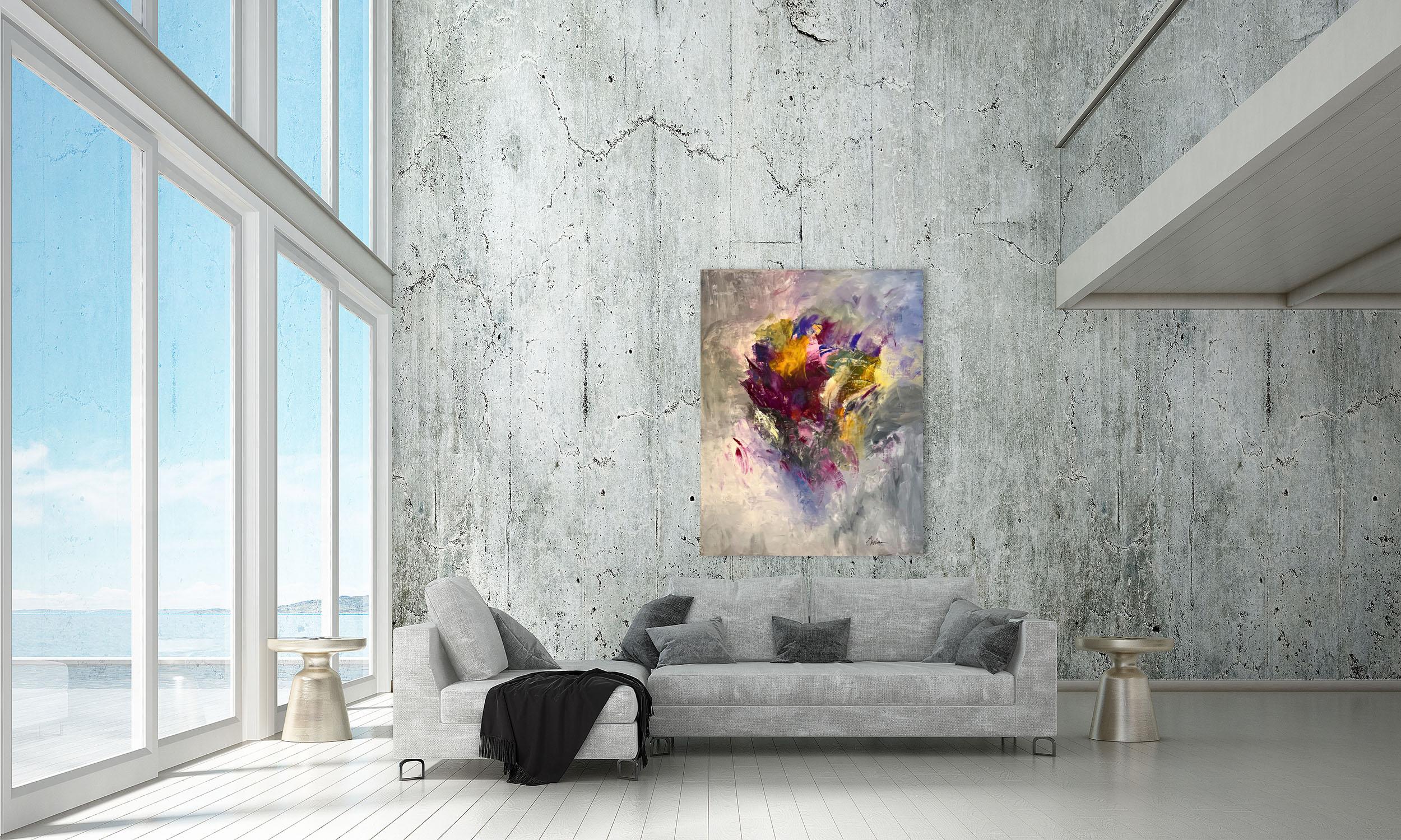 'Bride's Bouquet' Large Contemporary Abstract  Mixed Media By Gail - Painting by Gail Lehman