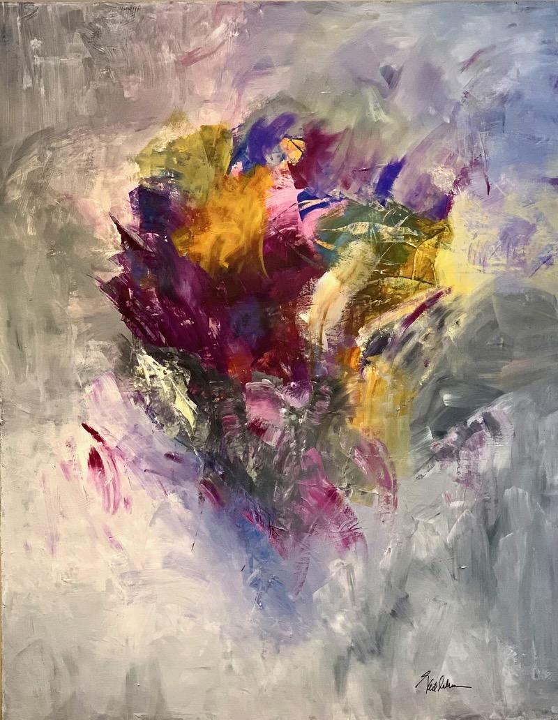 Gail Lehman Abstract Painting - 'Bride's Bouquet' Large Contemporary Abstract  Mixed Media By Gail
