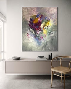 "The Brides Bouquet" par Gail Lehman - Art abstrait contemporain gris et violet