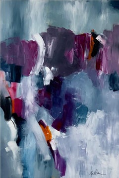"Blue "  &  Large Contemporary Abstract Acrylic On Canvas 60" x 40" By Gail