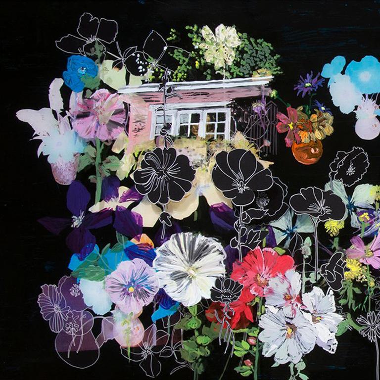 Night Garden - Contemporary Mixed Media Art by Gail Norfleet