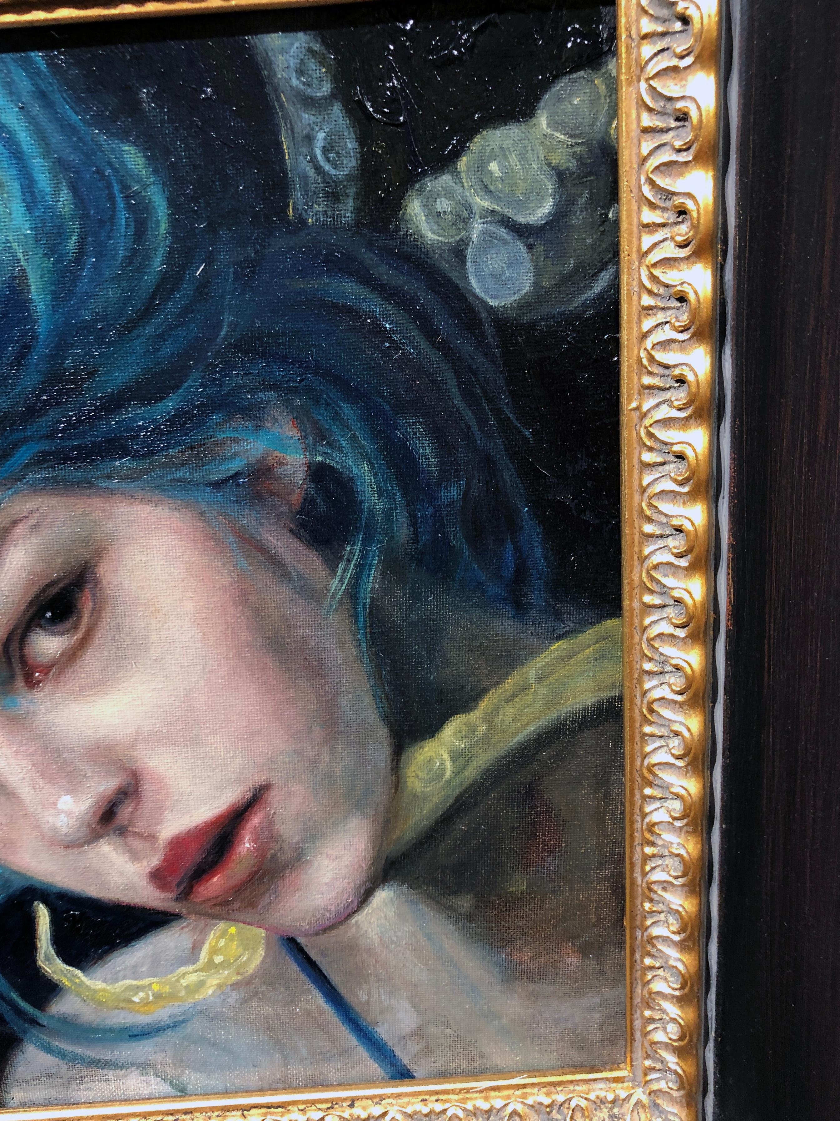 Studio per la lussuria, Donna con capelli blu impigliata nei tentacoli di un polpo, incorniciato 5