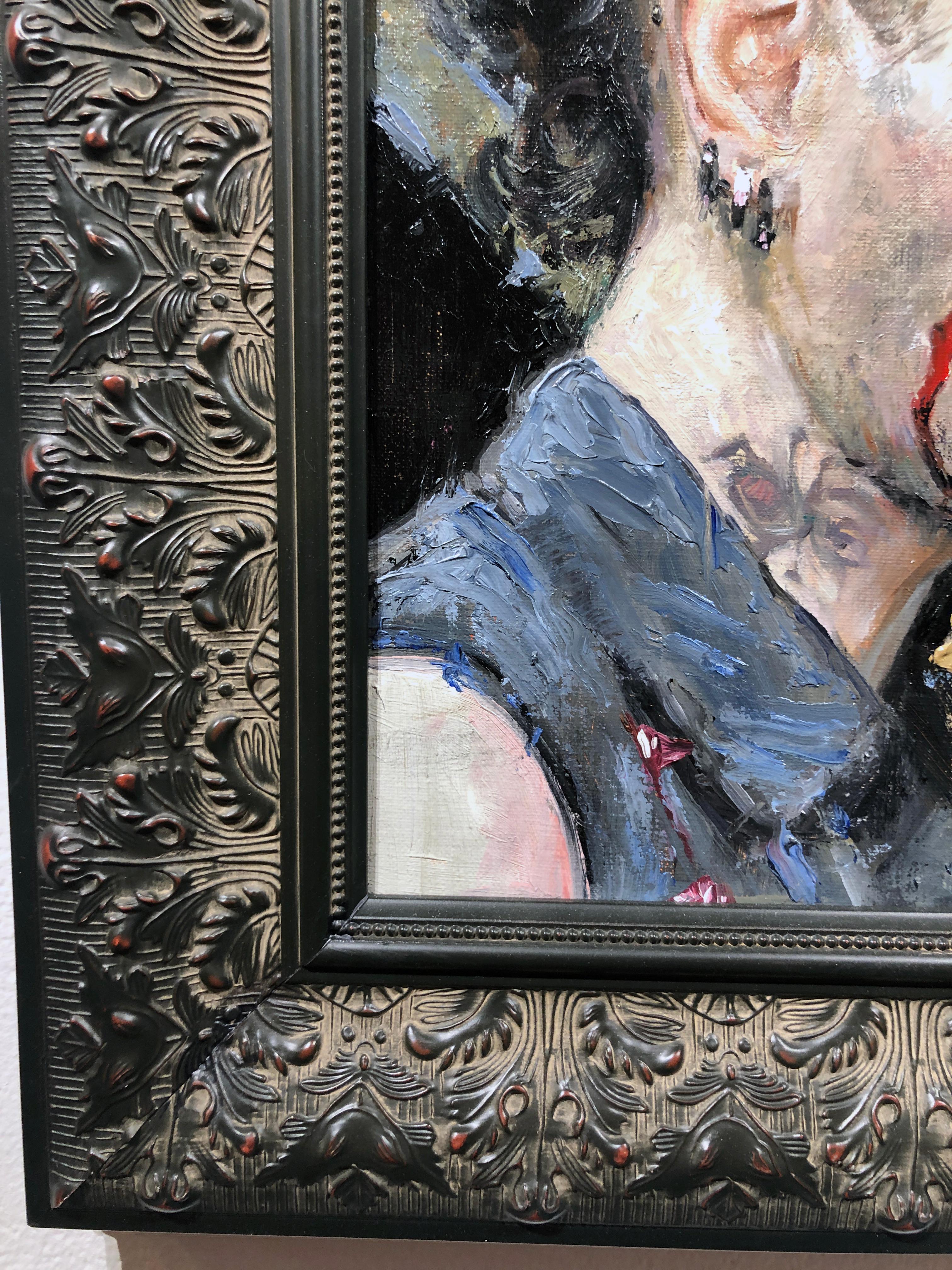 Wave Gotik Treffen I - Original Oil Painting Goth Punk Portrait with Piercing For Sale 4