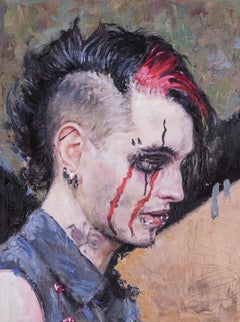 Wave Gotik Treffen I - Original Oil Painting Goth Punk Portrait with Piercing