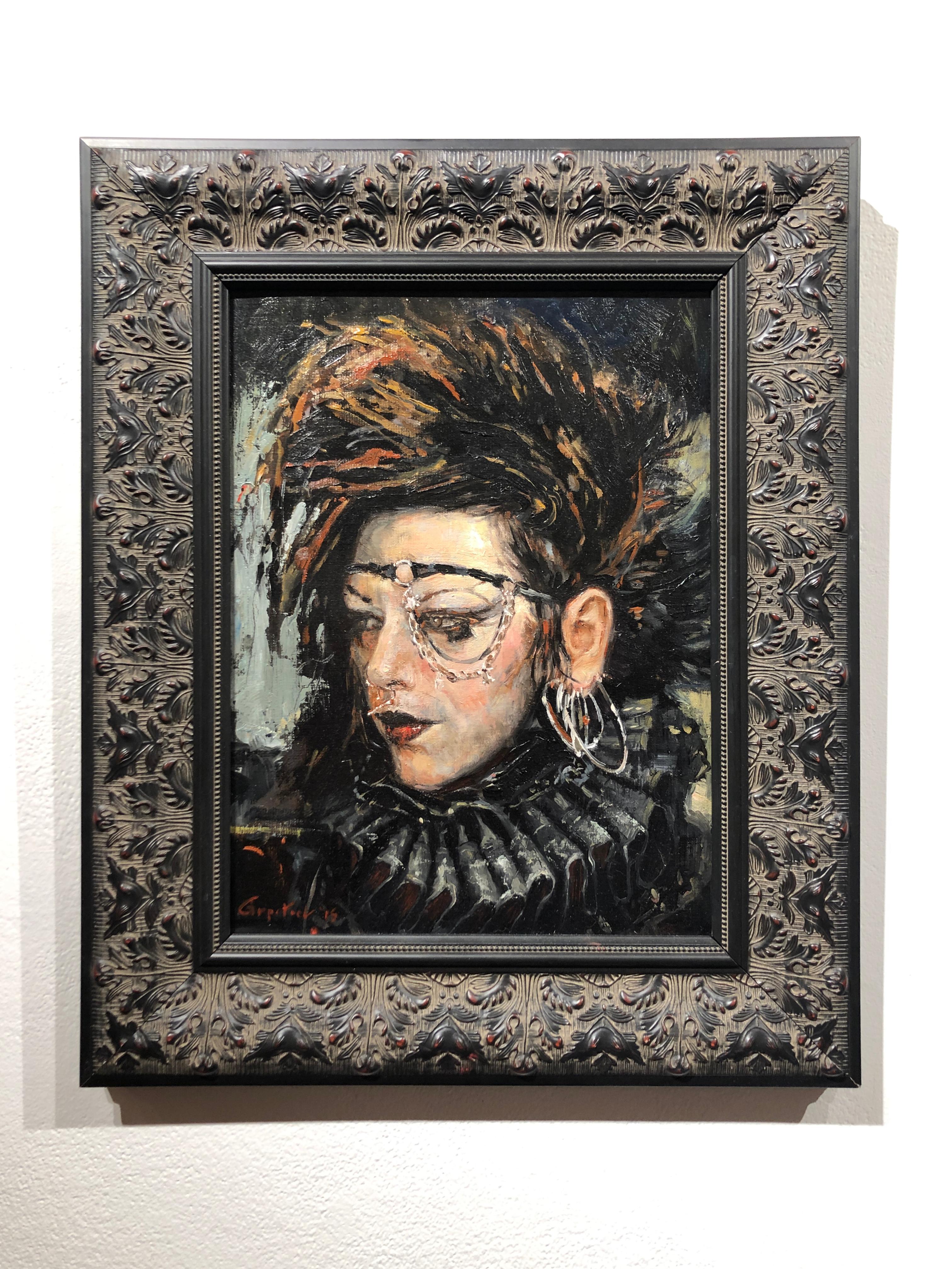 Wave Gotik Treffen II, Ritratto di donna con un elaborato make up gotico - Painting di Gail Potocki