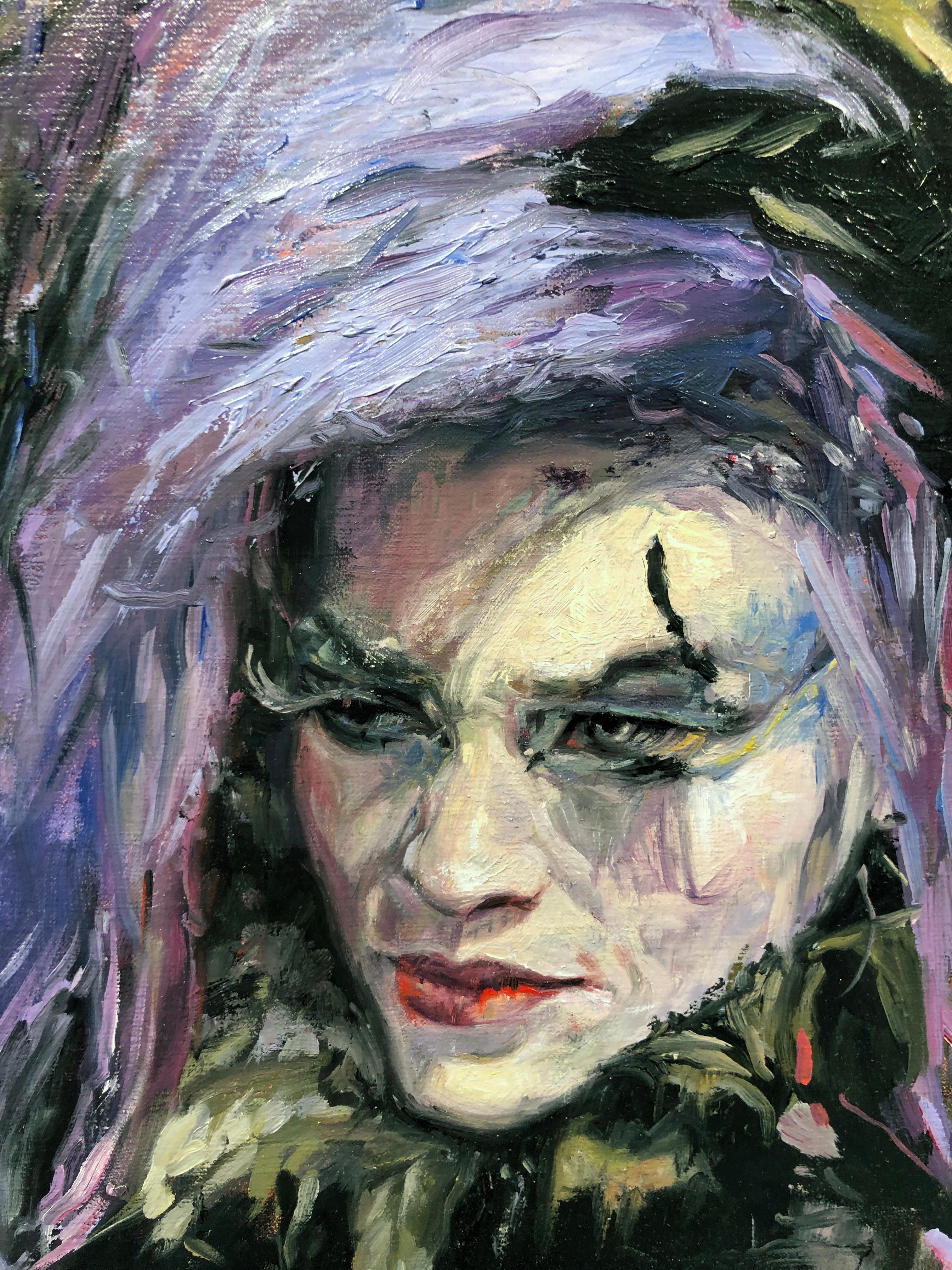 Wave Gotik Treffen III, Ritratto di donna con capelli viola e trucco bianco sul viso 1