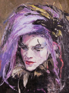 Wave Gotik Treffen III, Ritratto di donna con capelli viola e trucco bianco sul viso