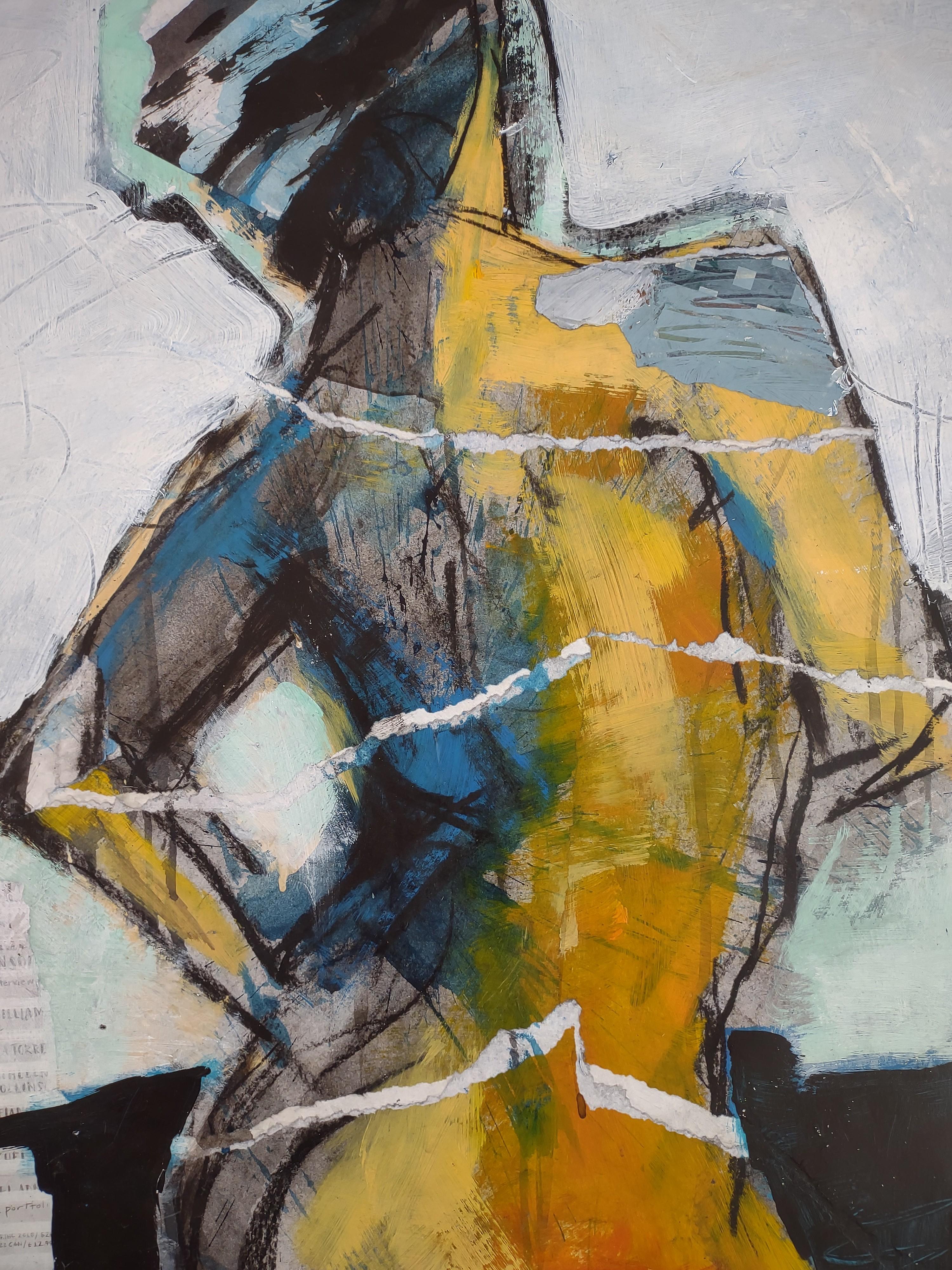 Abstract Collage Figure #2, Original Painting For Sale 1