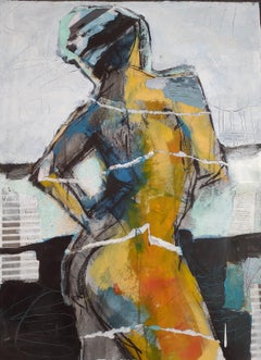 Abstract Collage Figure #2, Original Painting