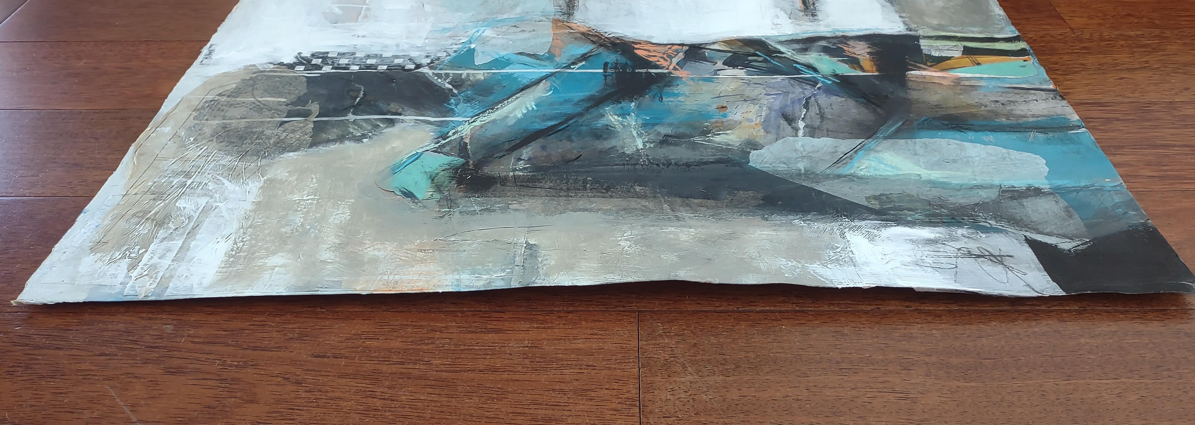 Abstract Collage Figure #4, Original Painting - Expressionist Mixed Media Art by Gail Ragains