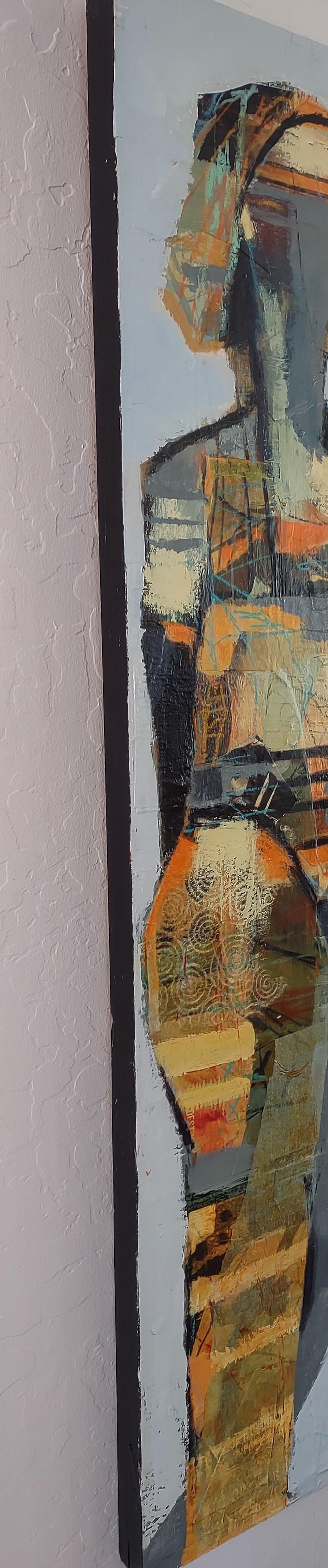 Collage Figure #2, peinture abstraite - Abstrait Mixed Media Art par Gail Ragains
