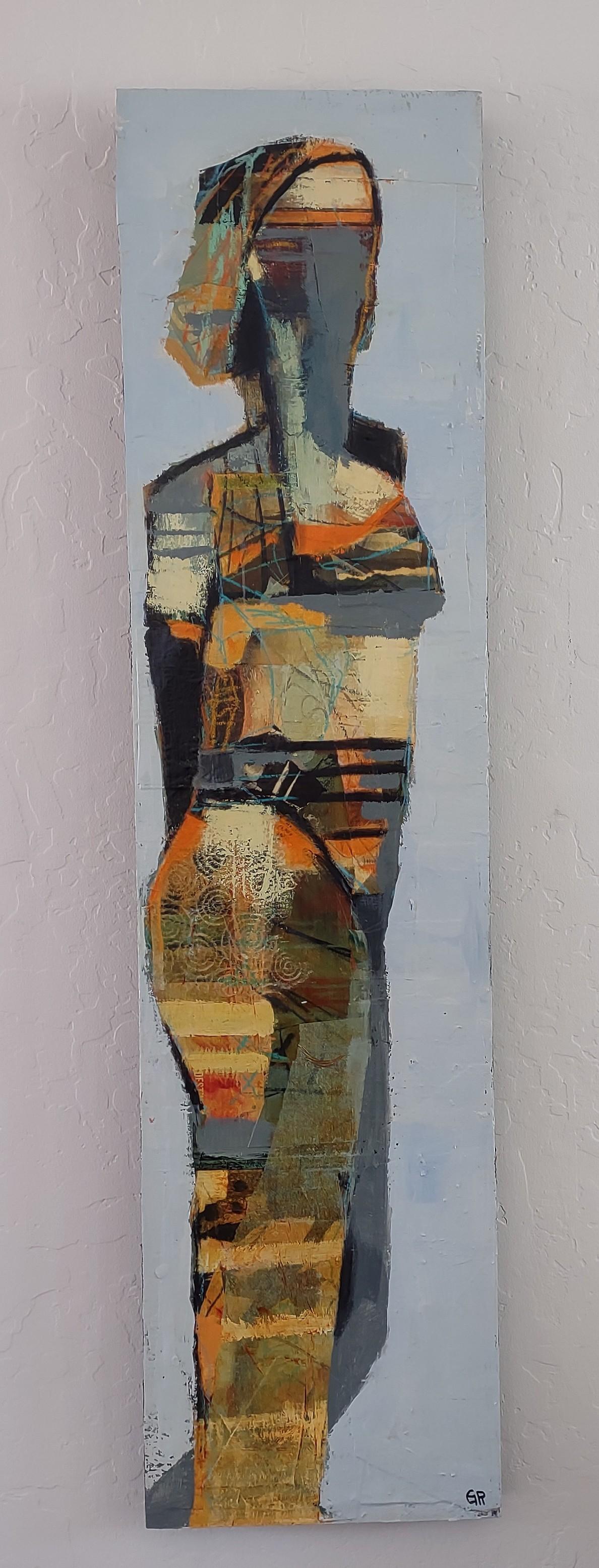 <p>Commentaires de l'artiste<br />Une figure féminine éclatante de tonalités terreuses et vibrantes. La combinaison de papiers de collage, de glacis acryliques et de pastels à l'huile confère à l'œuvre une qualité abstraite et ludique. Sur un fond