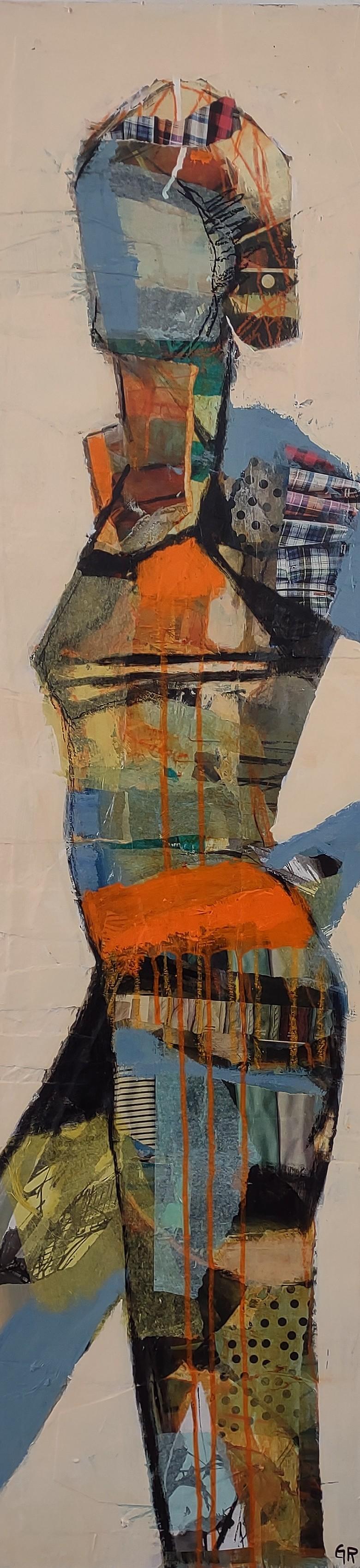 Collage Figure #3, peinture abstraite - Mixed Media Art de Gail Ragains