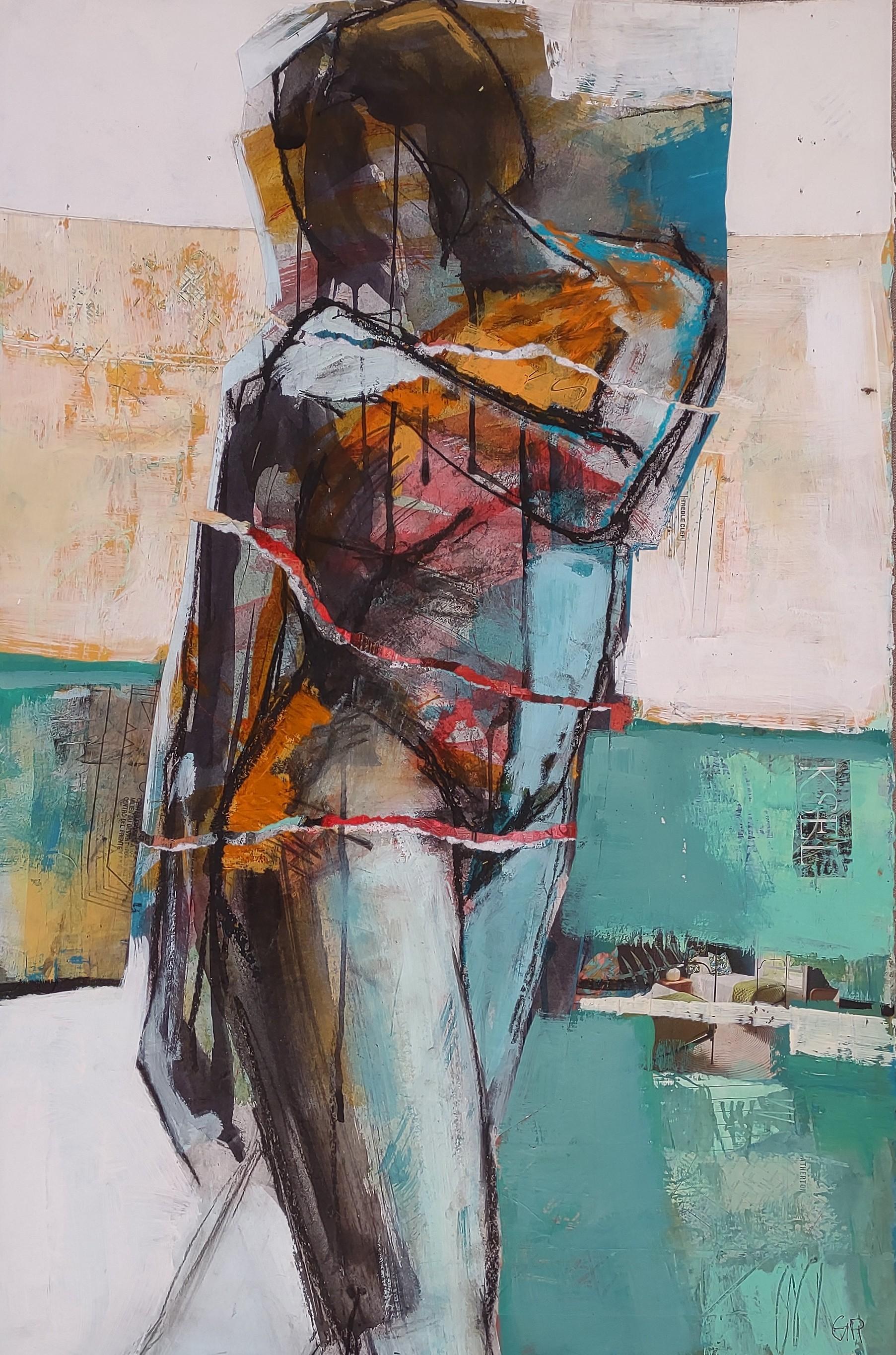 Nei suoi pensieri, dipinto originale - Mixed Media Art di Gail Ragains