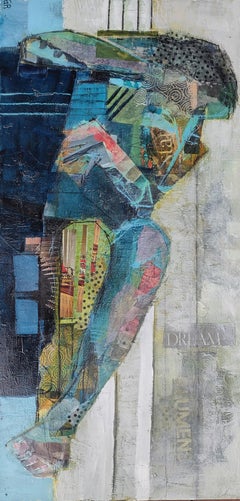 Figura sdraiata in blu, pittura astratta