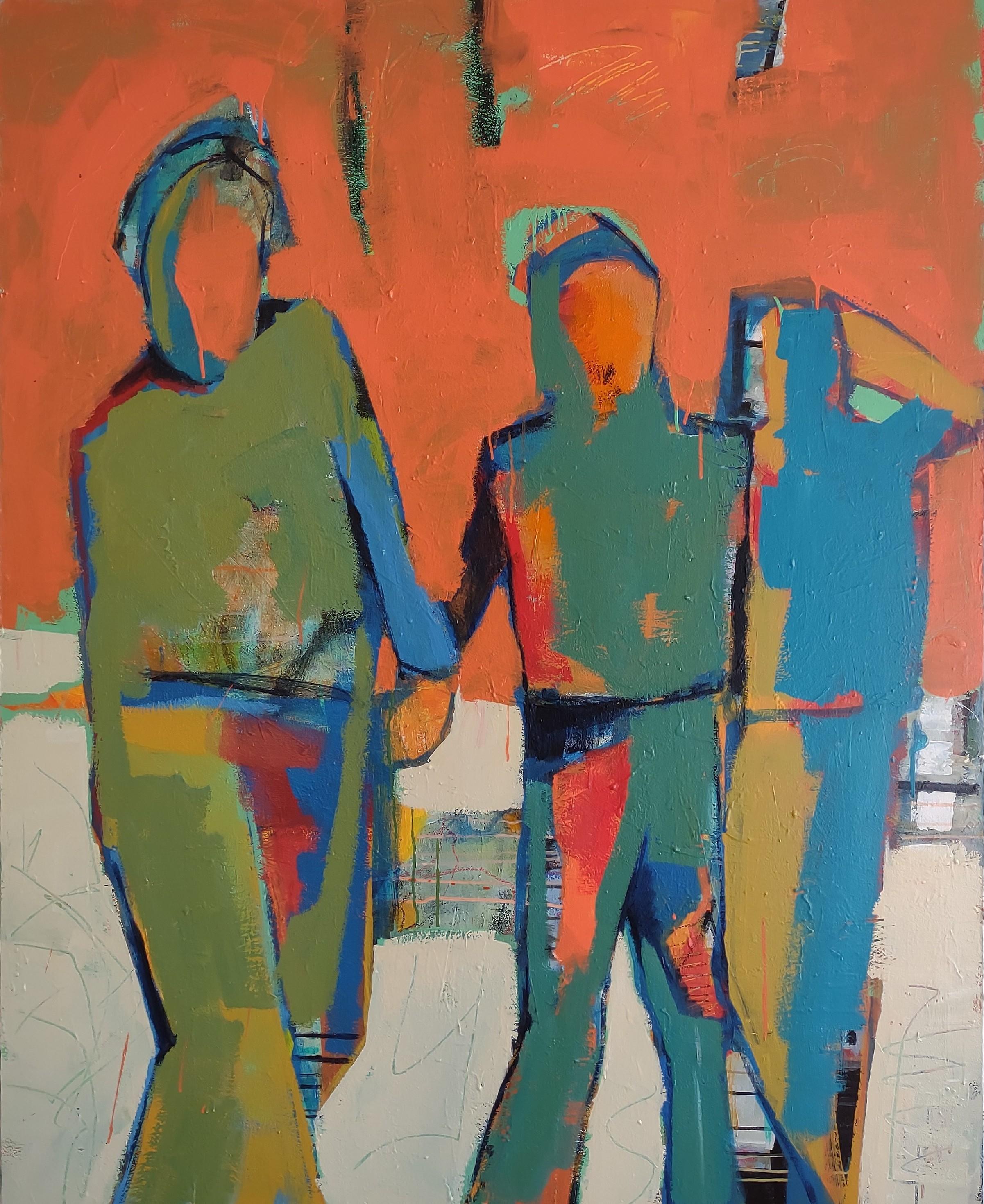 Gail Ragains Figurative Painting – Abstraktes Trio, Abstraktes Gemälde