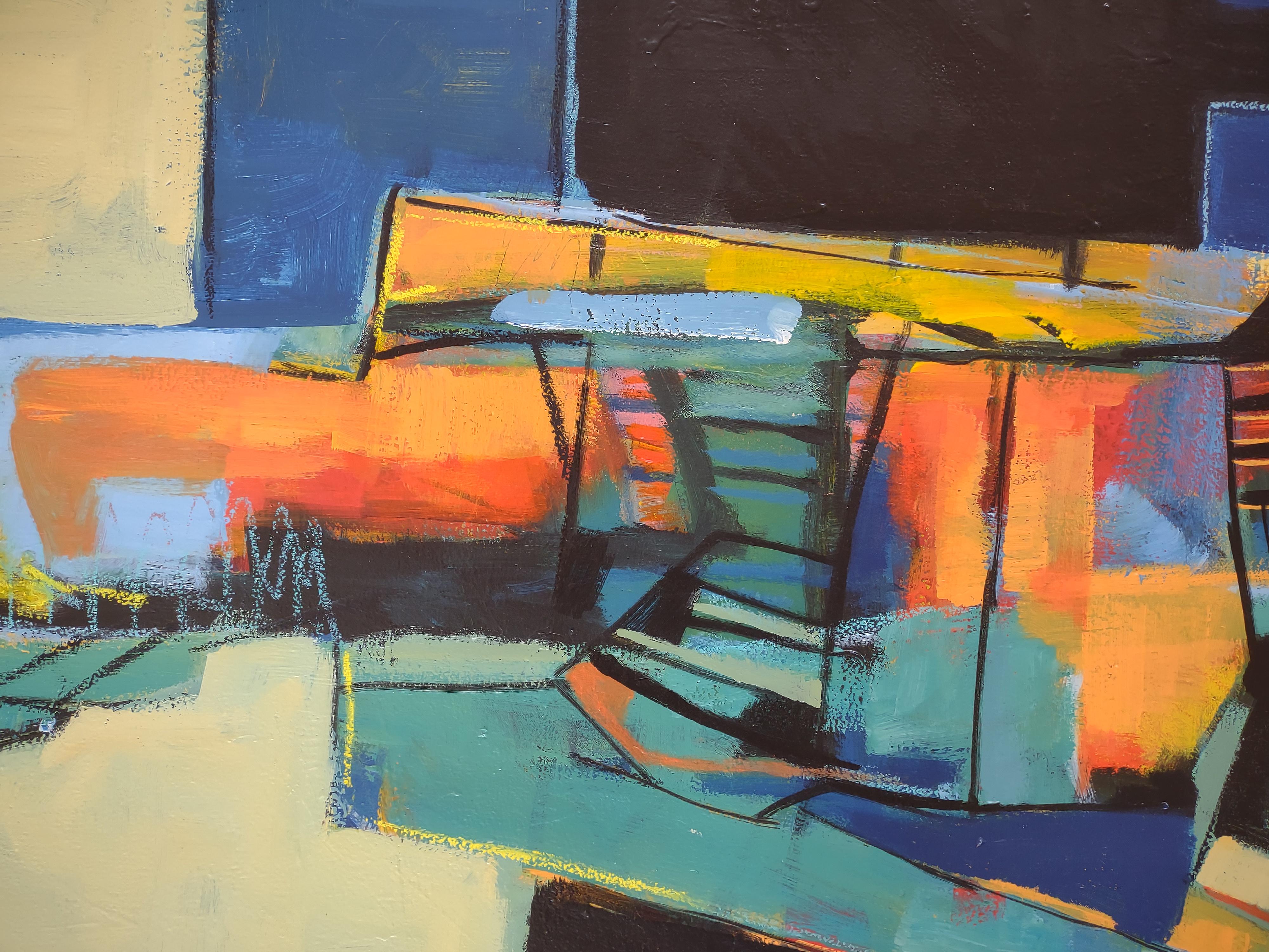 Nuoto di mezzanotte, pittura astratta - Abstract Painting Grigio di Gail Ragains