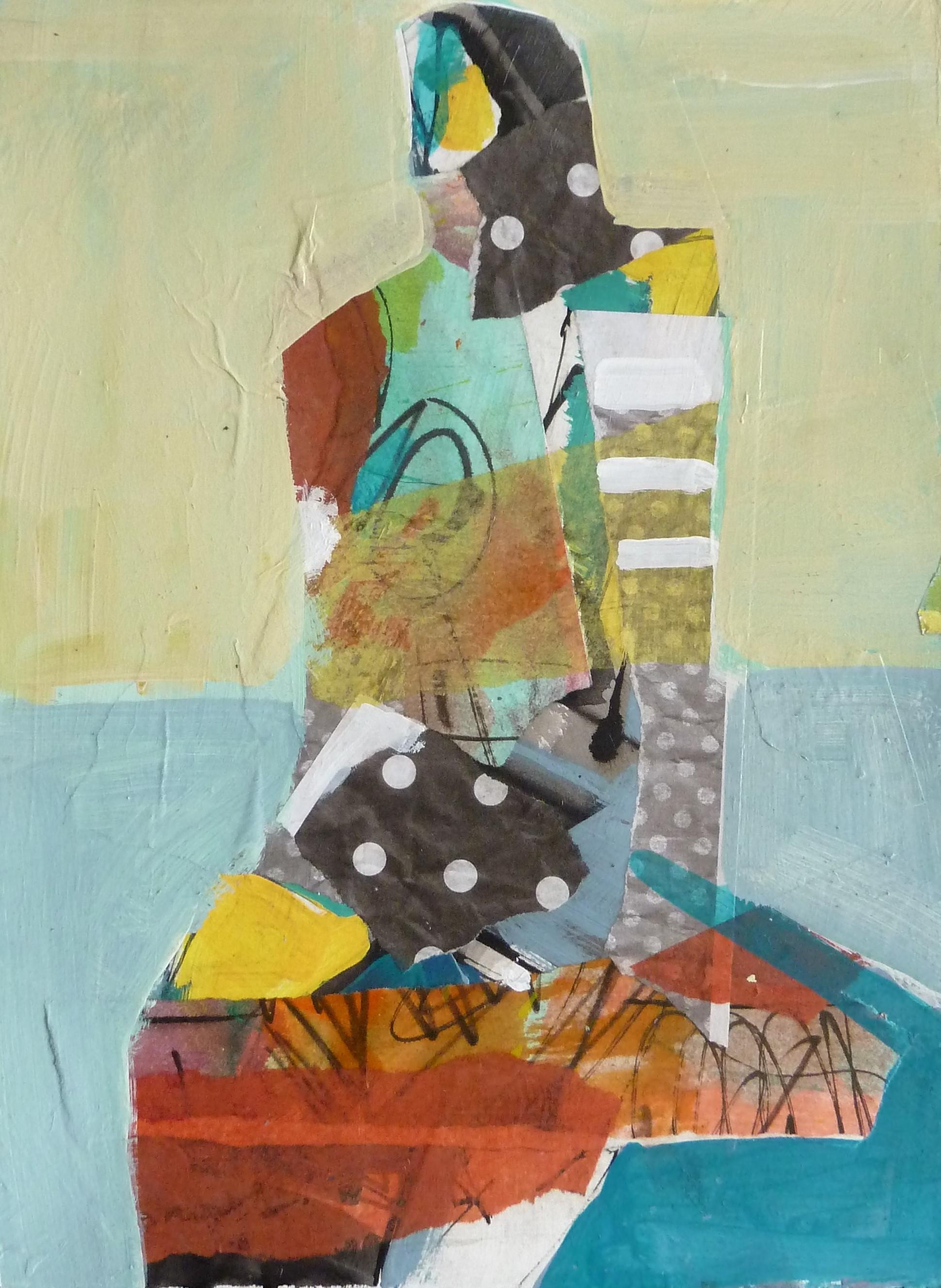 Collage Figure #9, Abstract Painting - Mixed Media Art by Gail Ragains