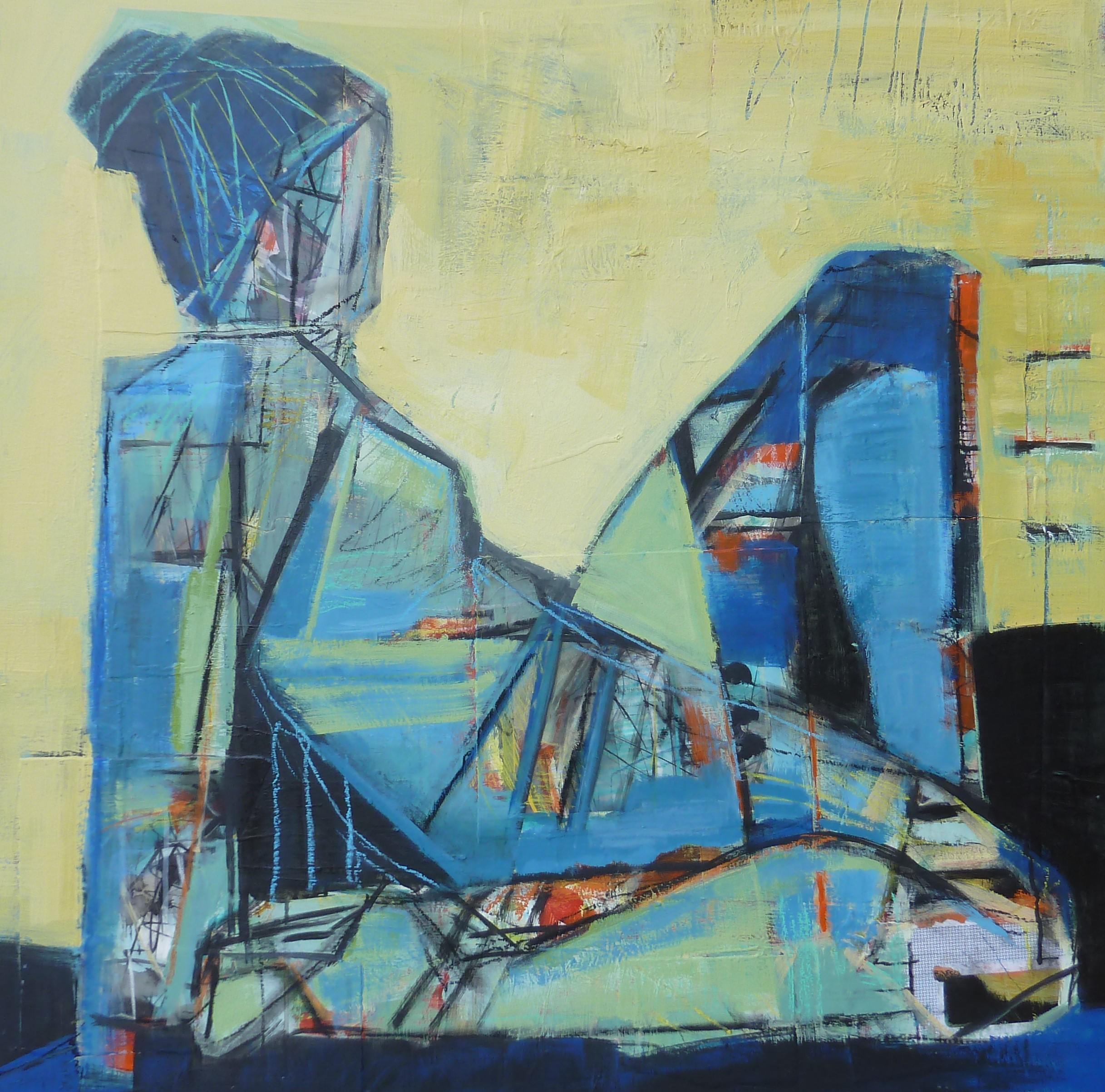 Sitting Figure, Abstract Painting - Mixed Media Art by Gail Ragains