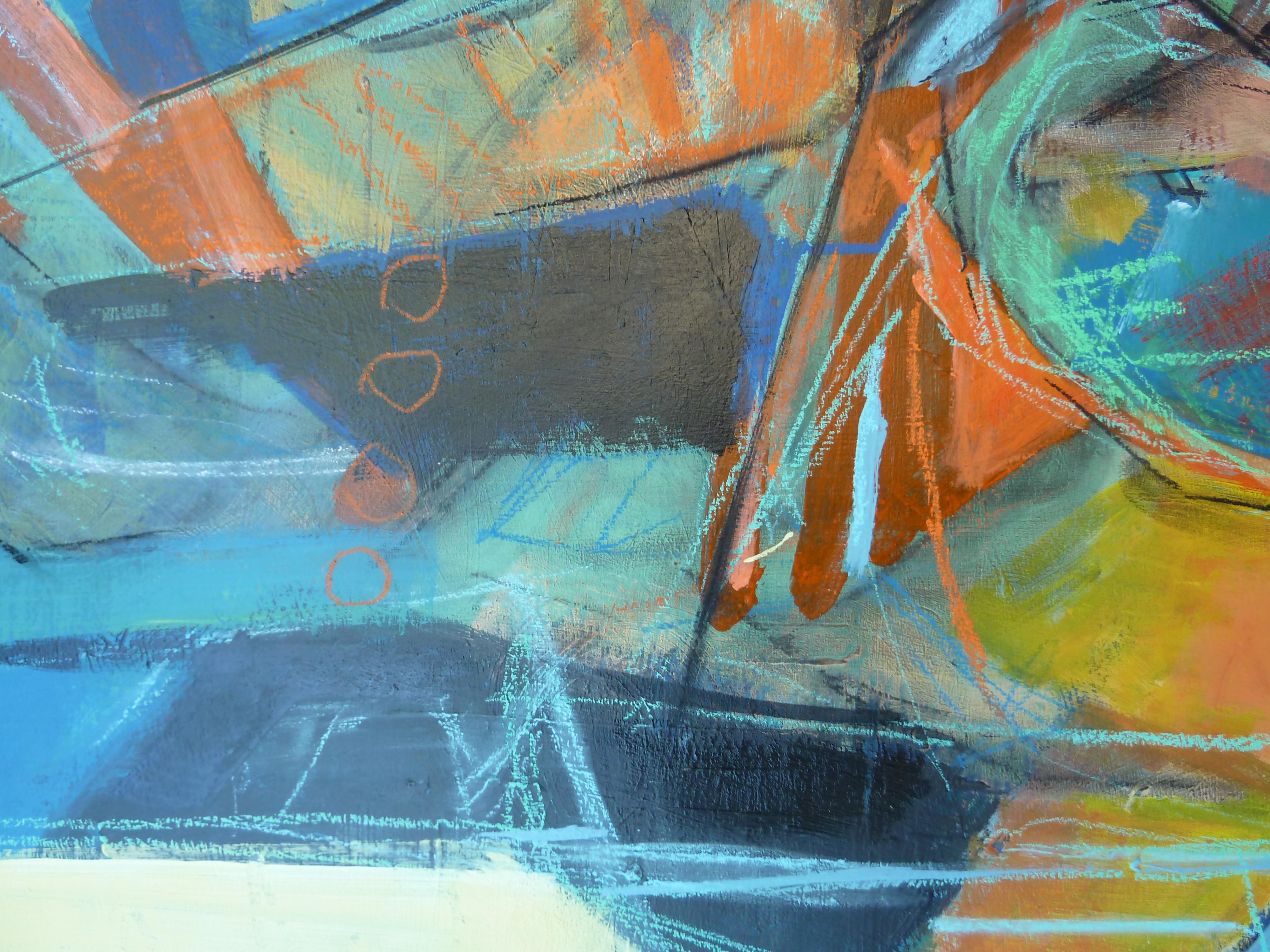 Contemplazione, Pittura astratta - Abstract Painting Grigio di Gail Ragains