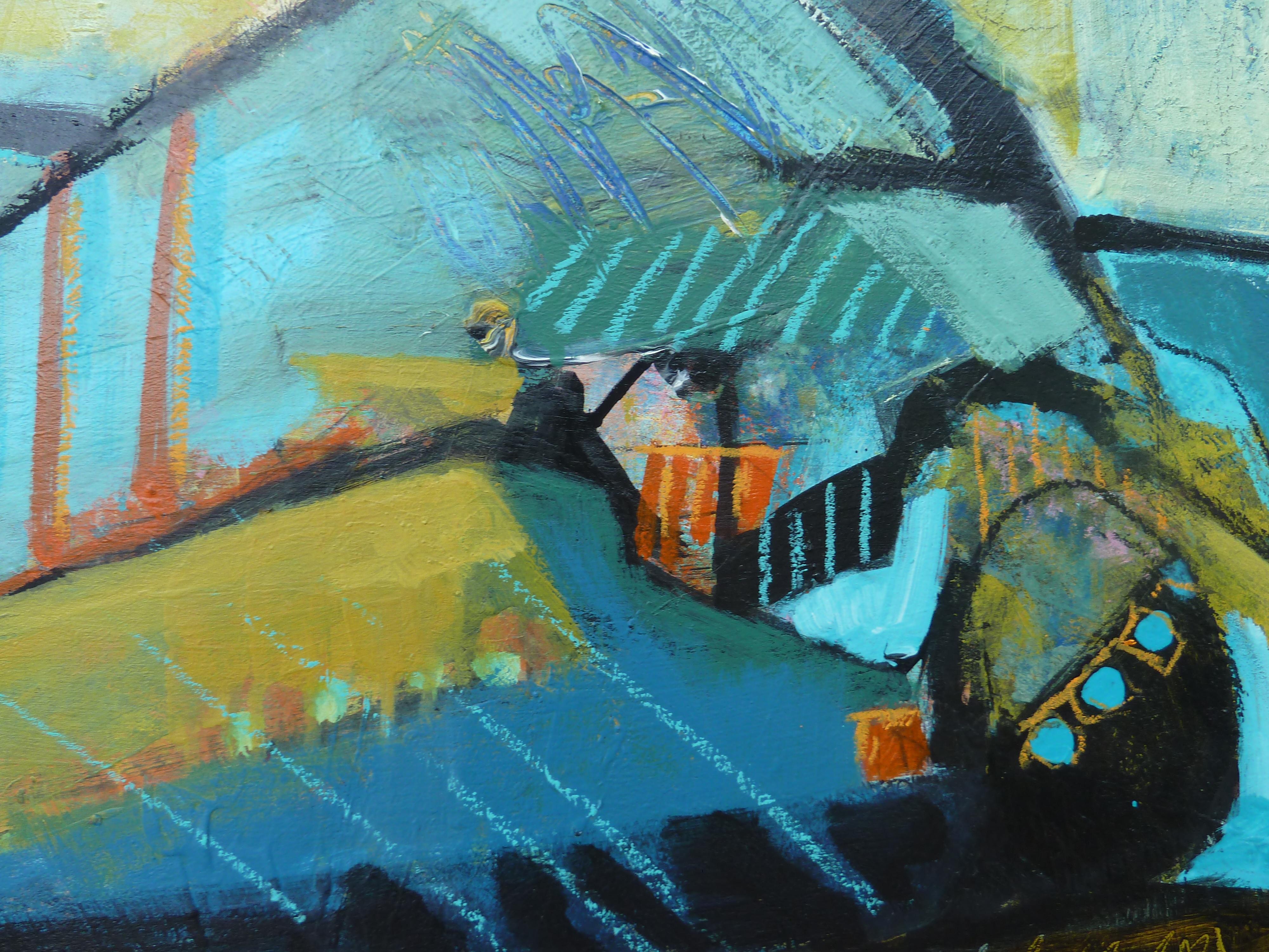 Figura reclinata, Pittura astratta - Abstract Painting Grigio di Gail Ragains