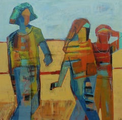 Trio de marcheurs, peinture abstraite