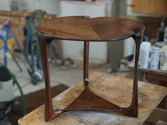 Gail-Sculpted, Contemporary, Carved, Sensuous Sapele 3-Legged Occasional Table