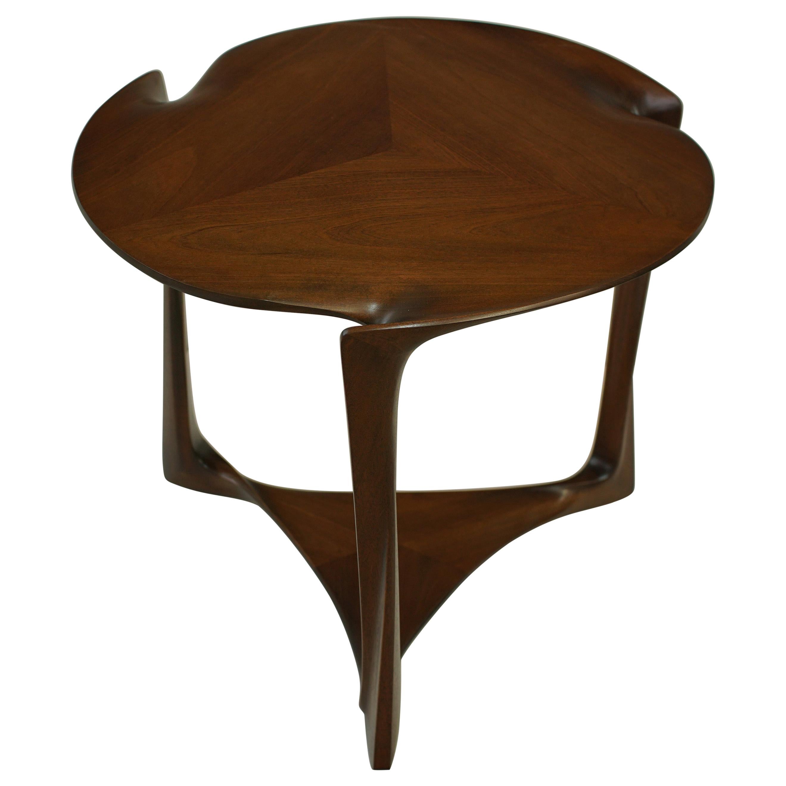 Gail-Sculpted, Contemporary, Carved, Sensuous Sapele 3-Legged Occasional Table