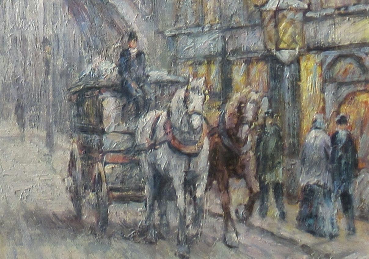 La strada per il commercio - Figurative Painting Grigio di Gail  Sherman Corbett