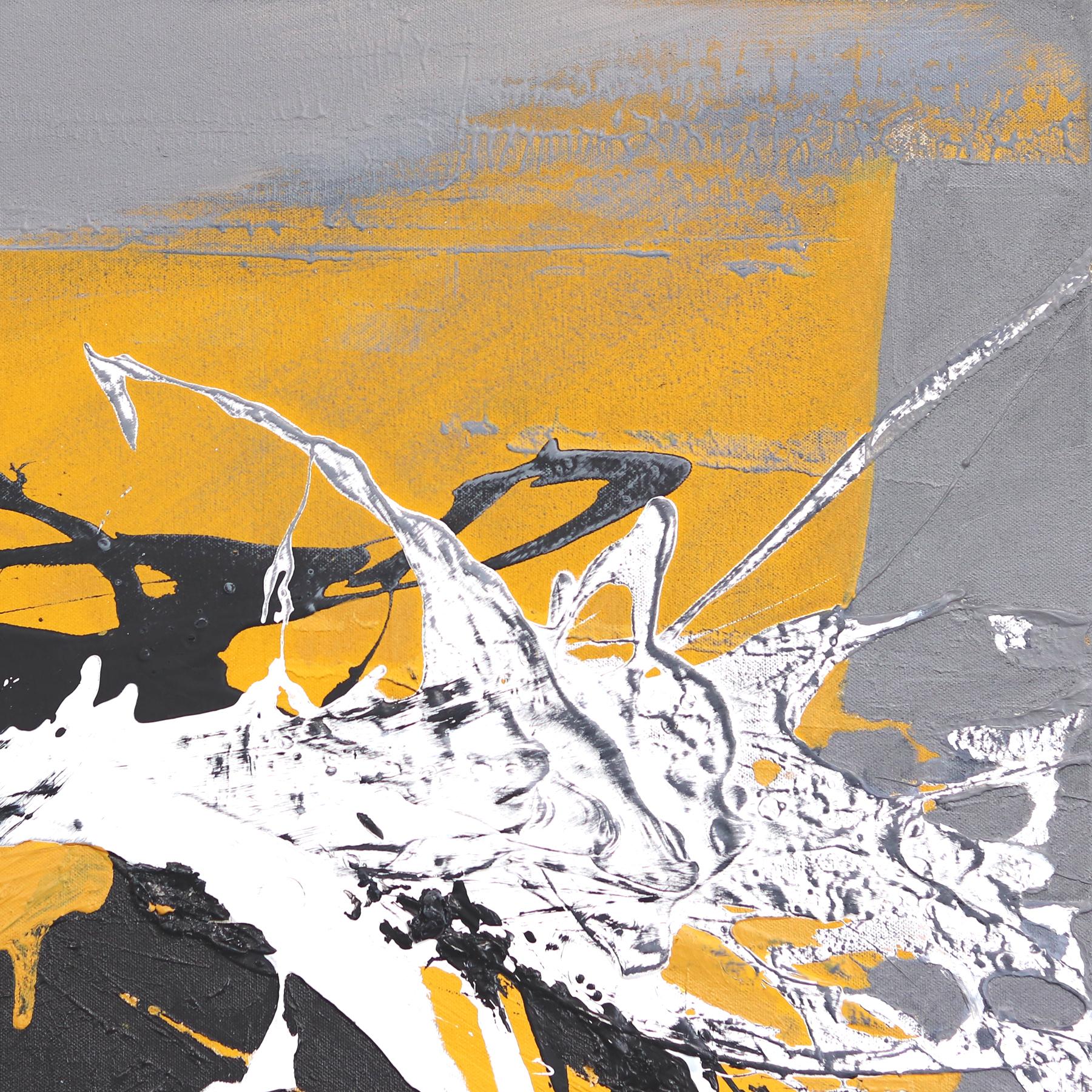 Abundancia - Pintura Original Abstracta Expresionista Amarillo Negro Gris en venta 2