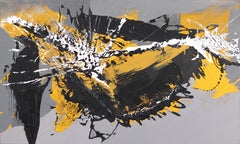 Abundance - Textural Abstract Expressionist Yellow Black Grey Original Painting
